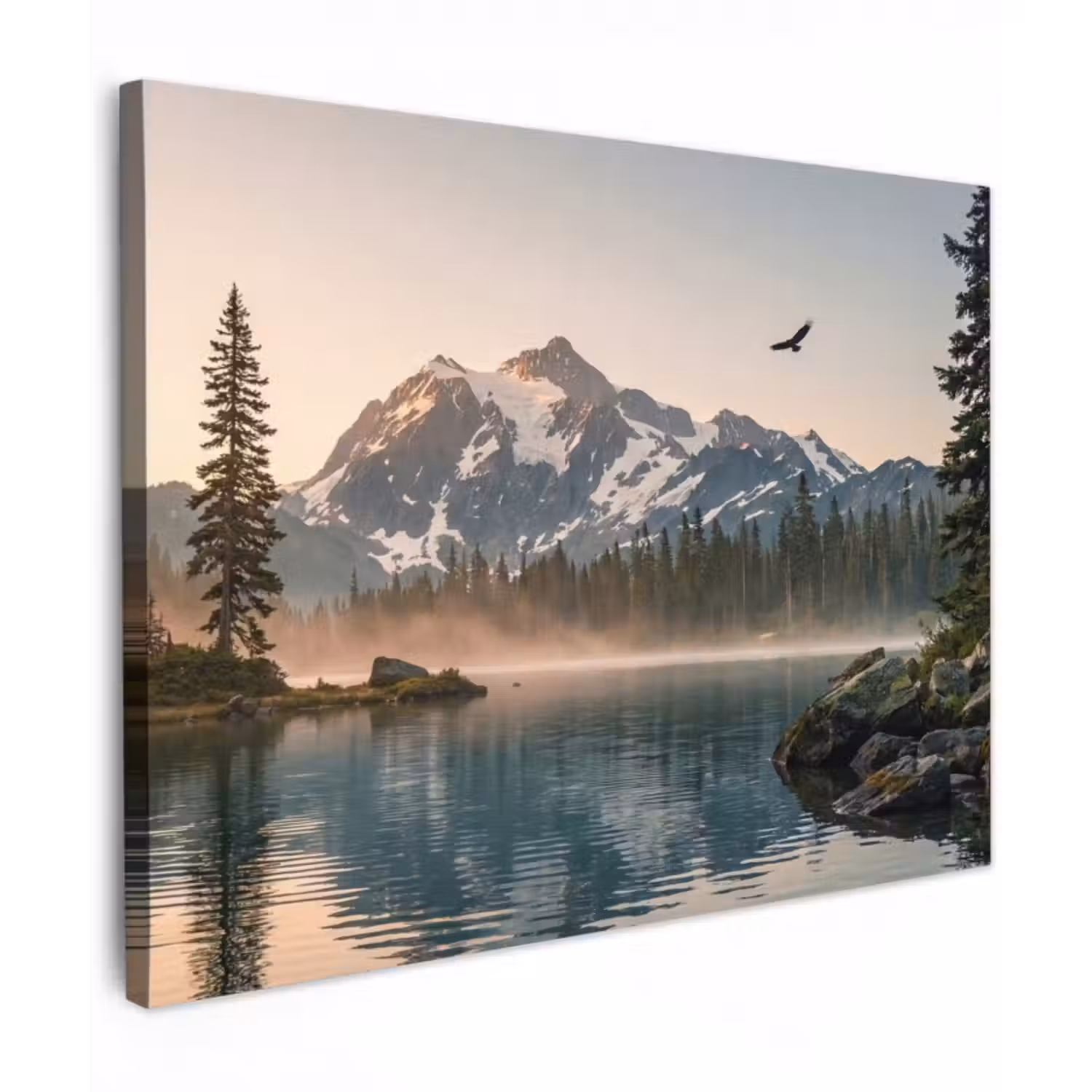 Leinwandbild - Berge - Wasser - Bäume