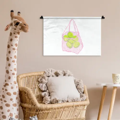 Netzakje - Roze - Illustratie - Limoenen Wandkleed katoen klein -wsfeer5_kind