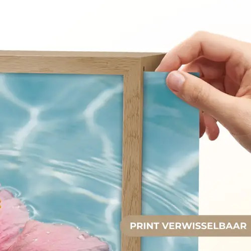 Hibiscus - Water - Roze Light Box met batterij (Wandlamp) middel -USP_websiteprintNL