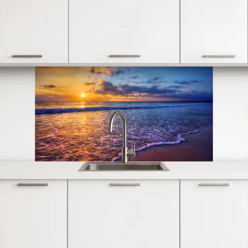 Zee - Strand - Zonsondergang - Wolken - Horizon keuken achterwand 2 middel -3d