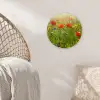 Lente - Bloemen - Rood - Klaproos - Gras - Groen Wandcirkel kunststof plaat 5mm dik klein -sfeer5