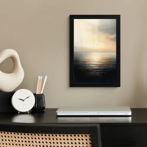 Zon - Horizon - Zee fotolijst zwart zonder passe partout klein -sfeer1