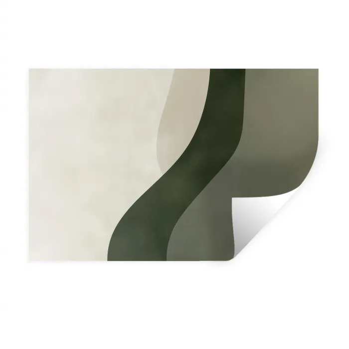 Japandi - Groen - Abstract - Modern Muursticker klein -3d
