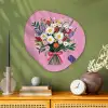 Bloemen - Quote - Kaartje - Kleurrijk Wandcirkel Organisch Plexiglas middel -sfeer2