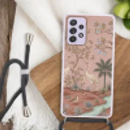 Nostalgisch - Reigers - Roze Hoesje Samsung Galaxy A52 5G met koord klein -sfeer4