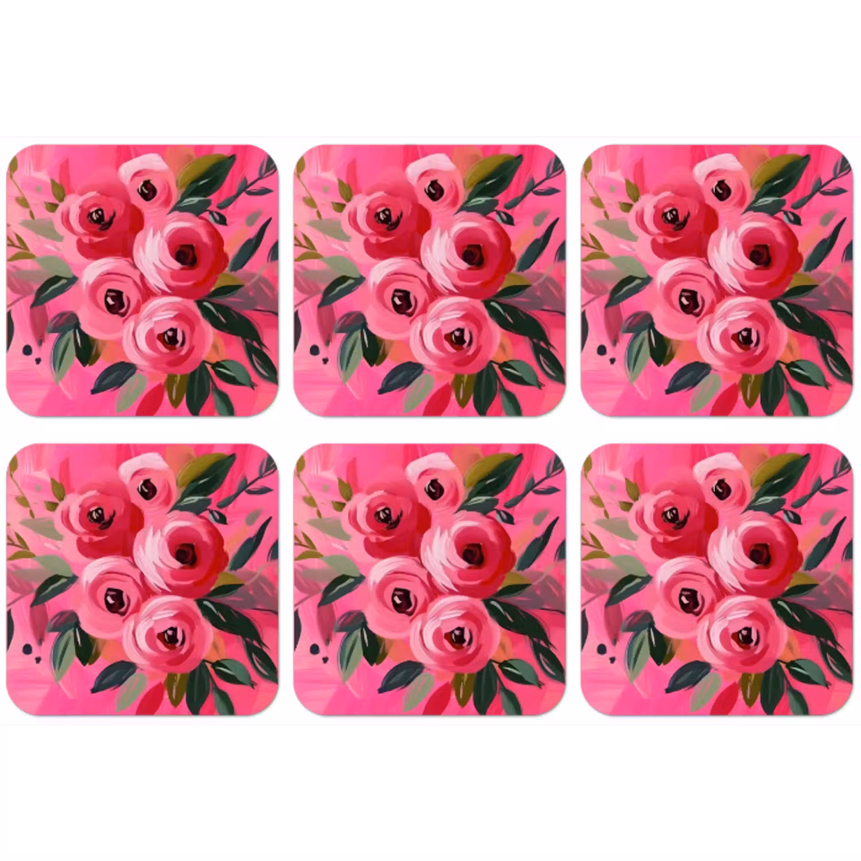 Bloemen - Verf - Roze onderzetter kurk middel -zkaufland3dotto