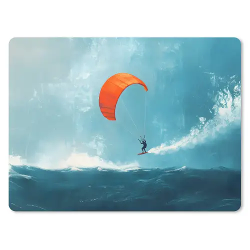 Kitesurfer - Oranje - Zee - Lucht muismat rubber klein -3d