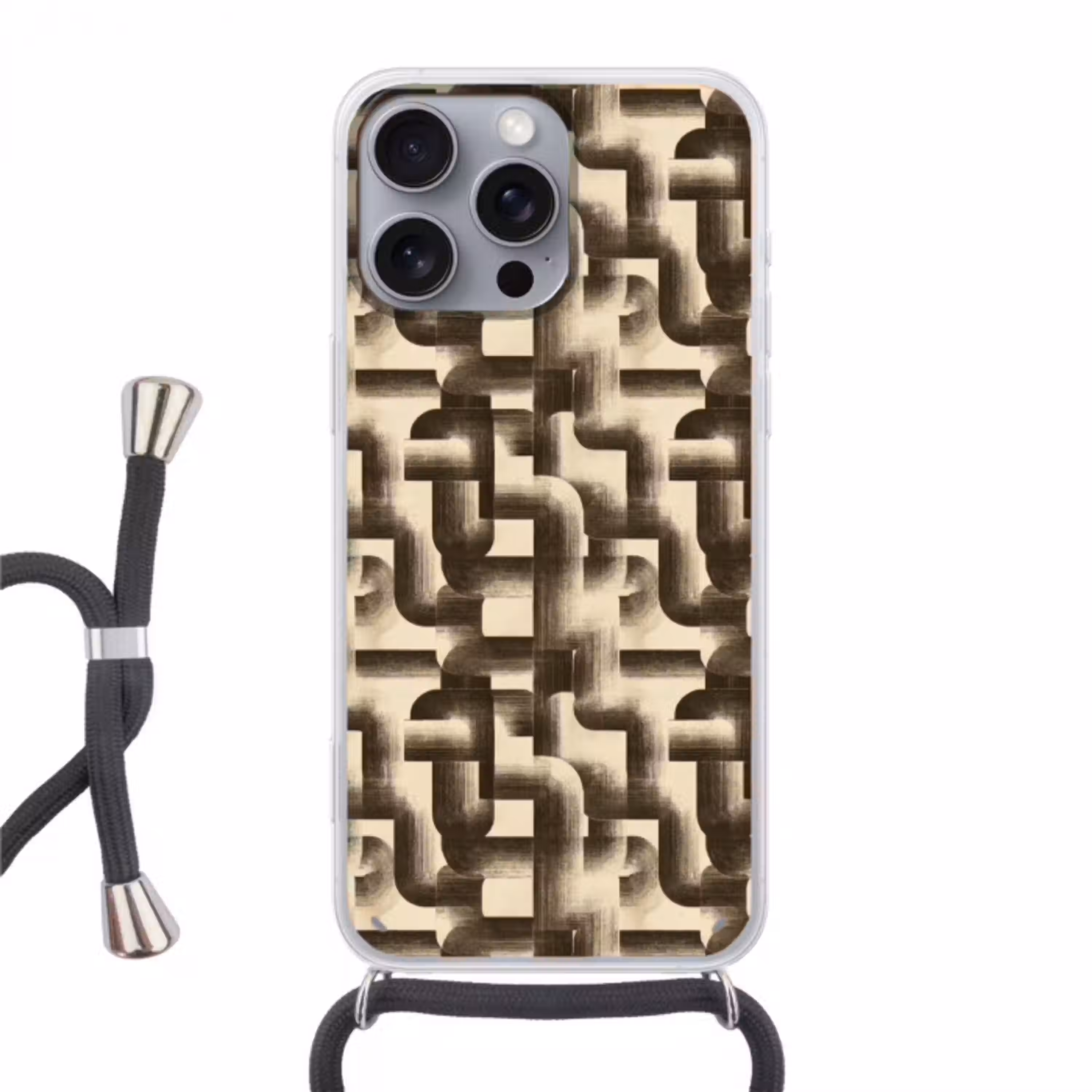 Abstract - Retro - Zwart Hoesje iPhone 16 Pro Max met koord klein 804 -3d