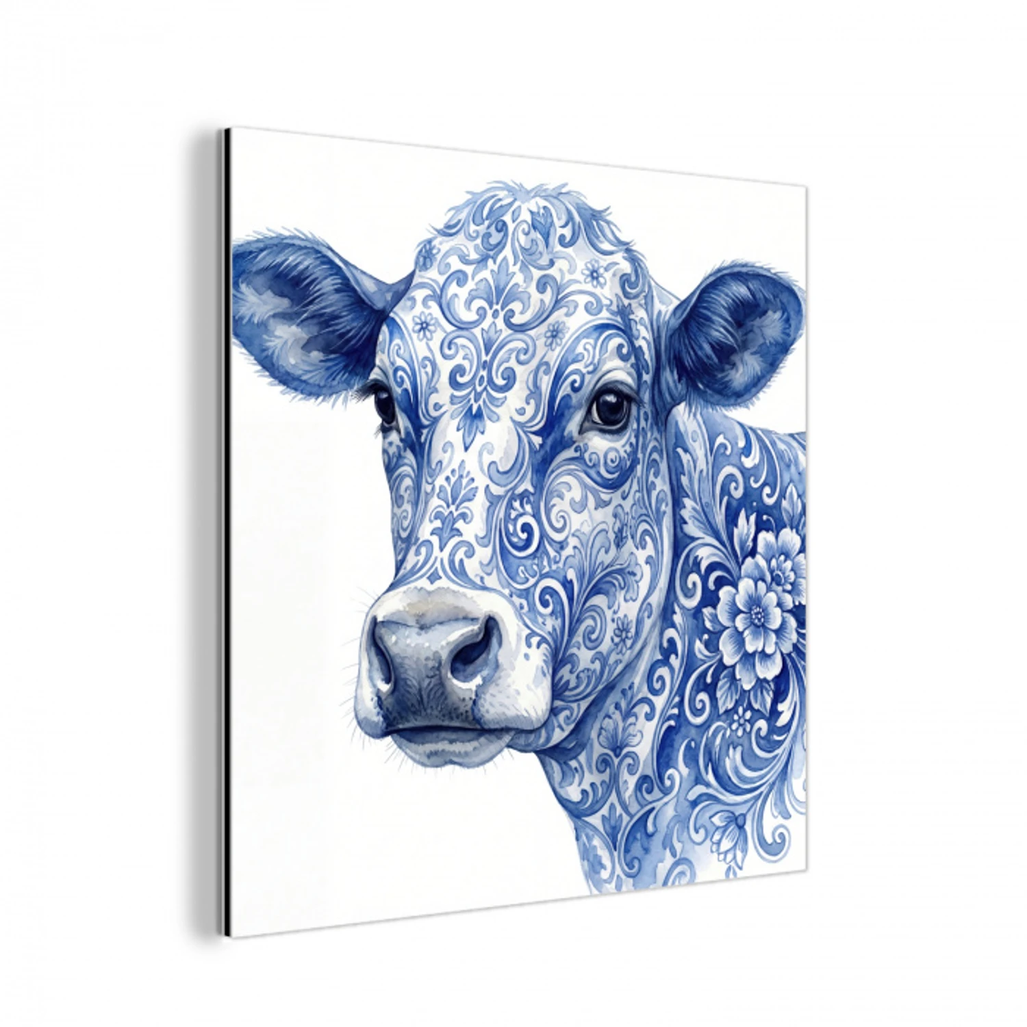 Illustratie - Koe - Blauw aluminium wit klein -3d