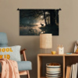 Hert - Bosbeek - Mystiek Wandkleed katoen klein -wsfeer4_kind