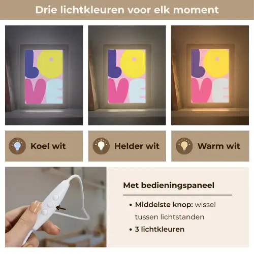 Love - Valentijn - Kleurrijk Light Box met kabel (Wandlamp) klein -USP_lichtkleurNL