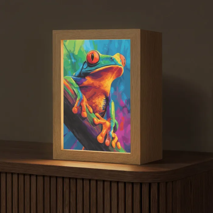 Kikker - Felgekleurd - Tak - Regenboog Light Box met kabel (Tafellamp) klein -z3d_website