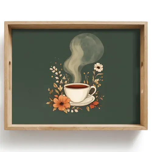 Kop - Bloemen - Groen - Koffie Dienblad Rechthoek middel -z3d_shopping