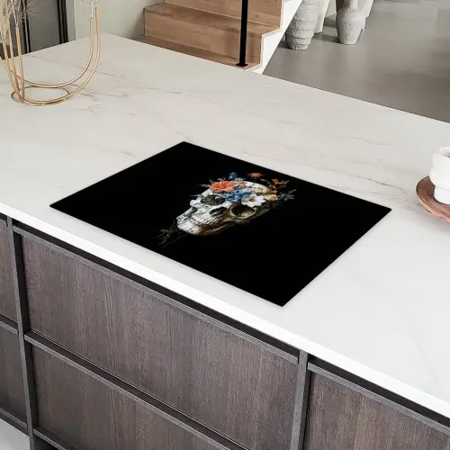 Bloemen - Schedel - Kleurrijk Inductie beschermer vinyl 3mm klein -sfeer8
