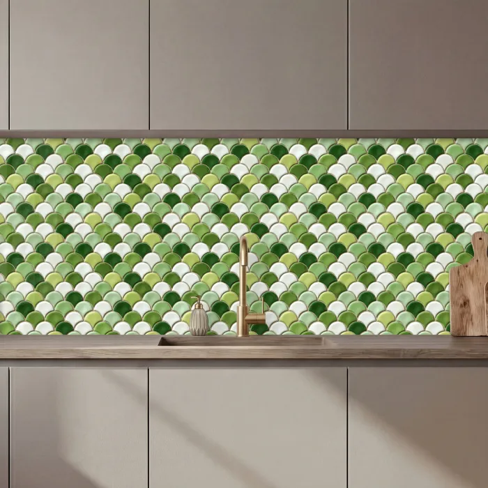 Keramiek -  Structuur - Groen - Wit keuken achterwand 2 middel 871 zz_3dshopping