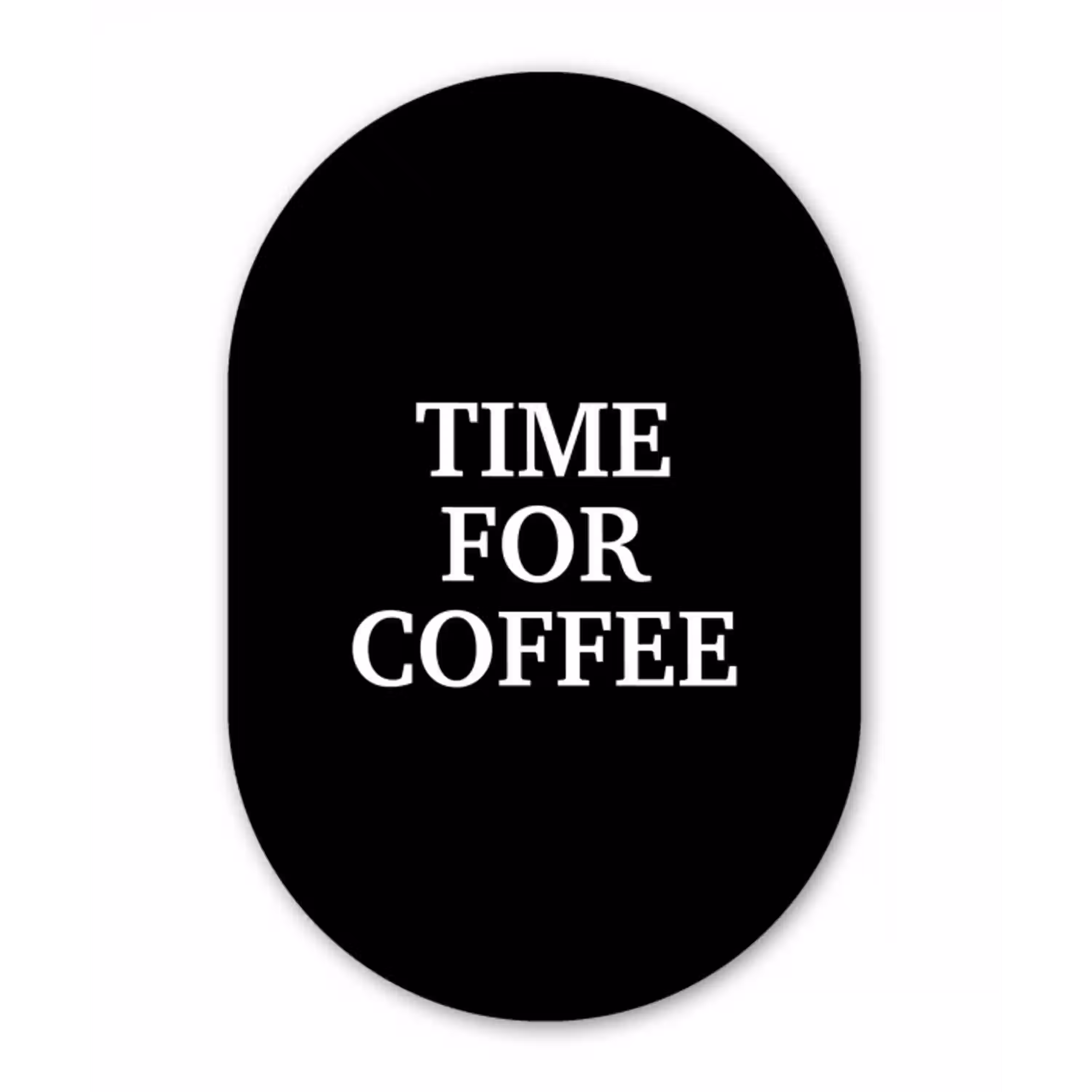 Quotes - Letters - Koffie - Zwart Wandcirkel Ovaal Glas middel -3d