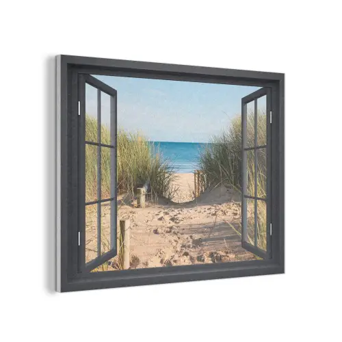Doorkijk - Strand - Zee - Zand - Water - Helmgras - Duinen PET vilt klein -3d