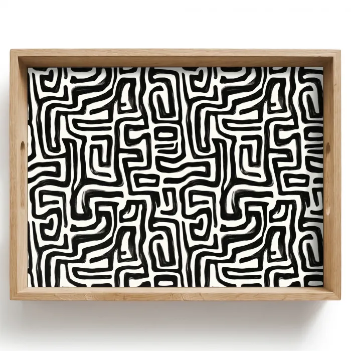 Grafisch - Lijnen - Zwart - Wit Dienblad Rechthoek middel 911 -z3d_shopping