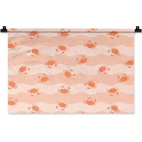 Zee - Dieren - Roze - Krab Wandkleed katoen klein 269 -zz3d