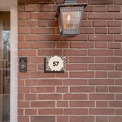 Beige luipaardprint - Traditioneel Naambord Rechthoek middel -sfeer7-rechthoek-S