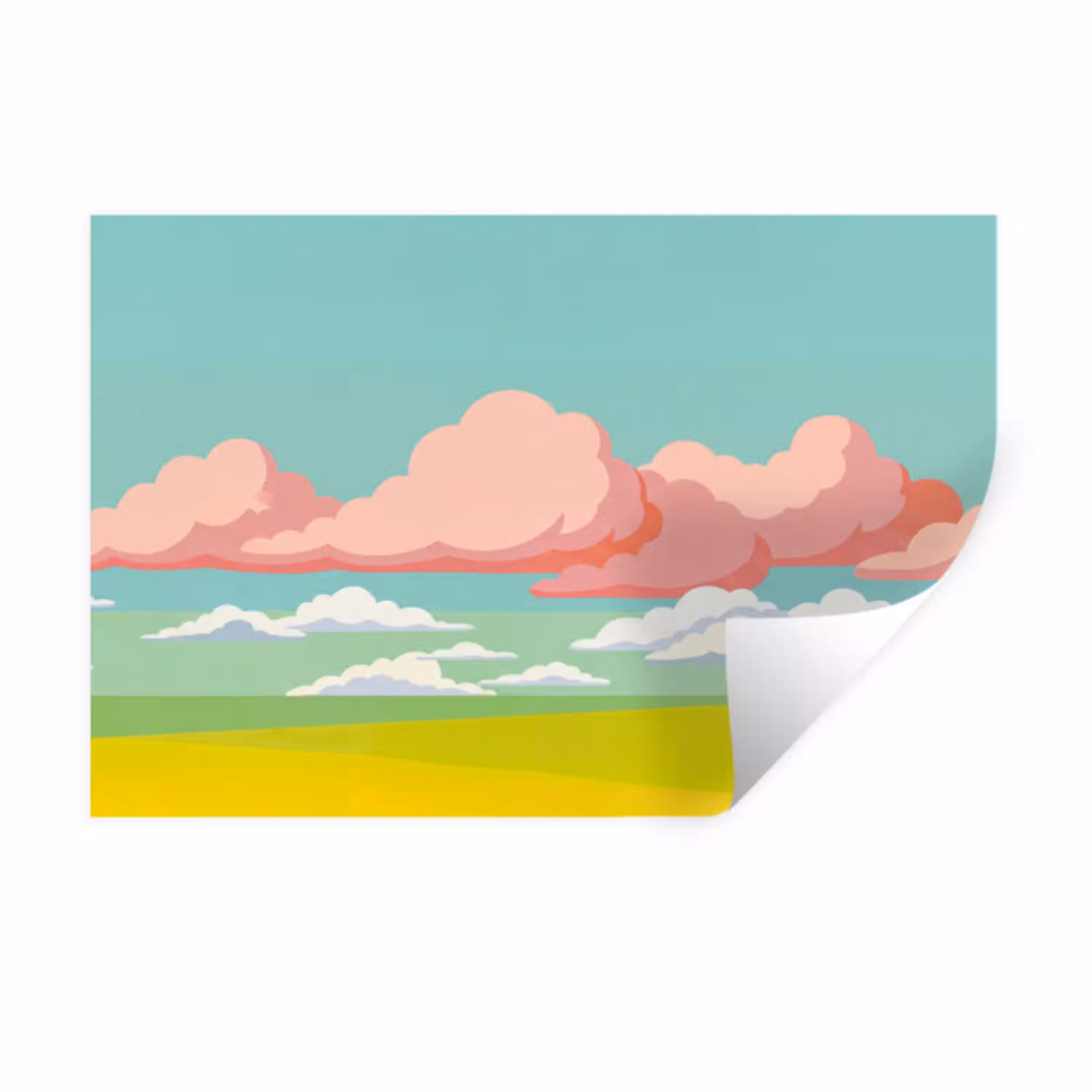 Wolken - Roze - Natuur - Modern - Pastel Muursticker klein -3d