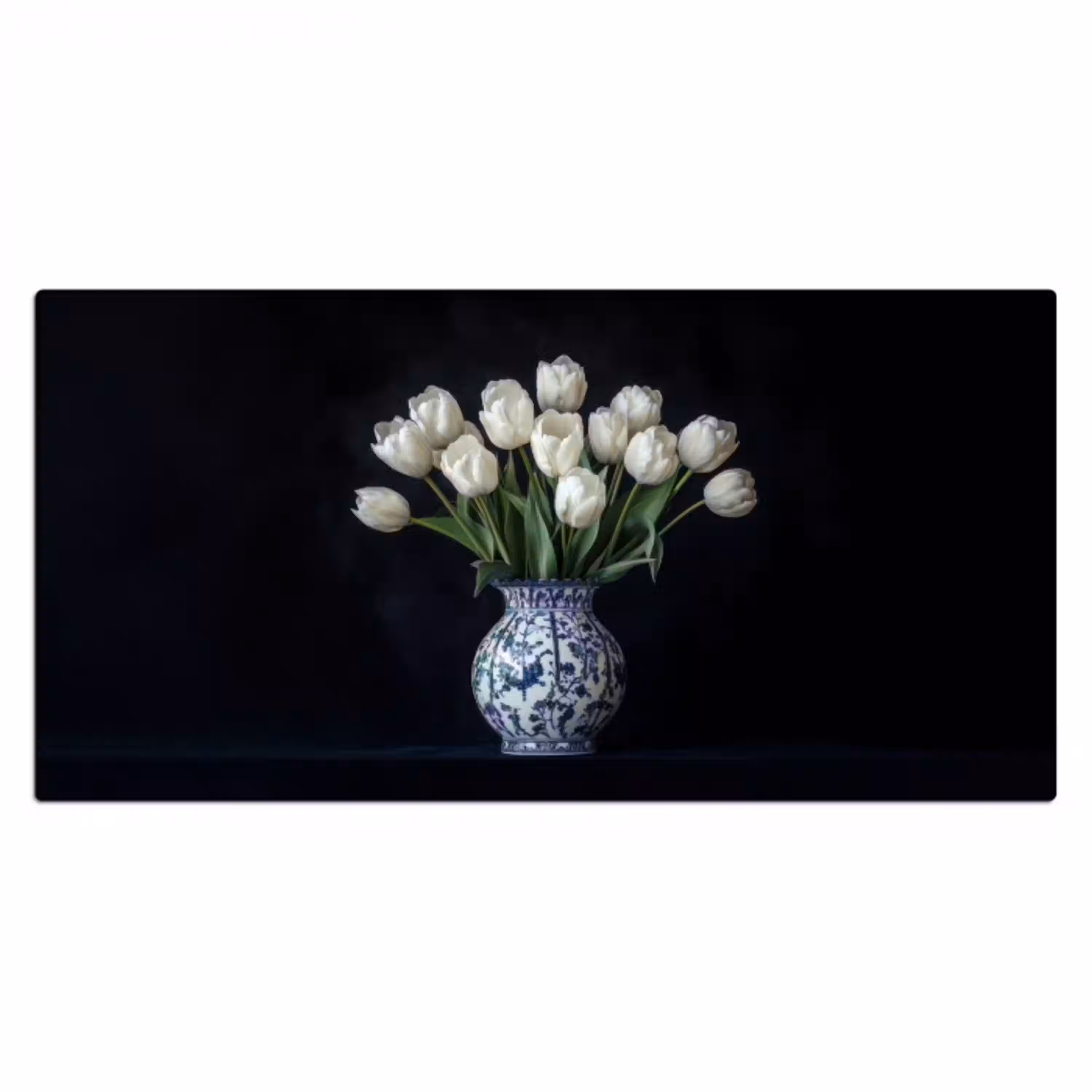 Wit - Bloemen - Tulpen - Vaas Muismat XXL klein -3d_leeg