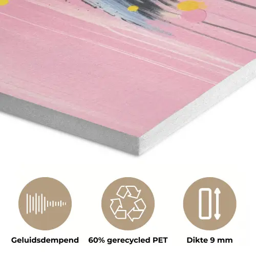 Vogel - Roze - Geel - Blauw PET vilt klein -closeup_NL