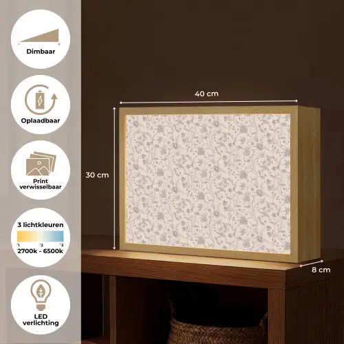 Patroon - Bloemen - Paars Light Box met batterij (Wandlamp) middel 907 -USP_websiteoverzichtNL