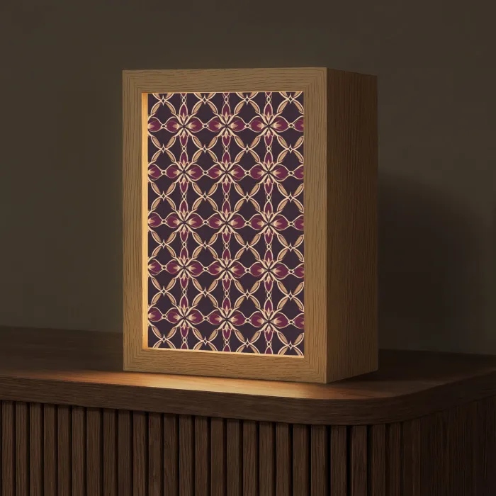 Symmetrisch - Tegel - Burgundy Light Box met kabel (Tafellamp) klein 925 -z3d_website