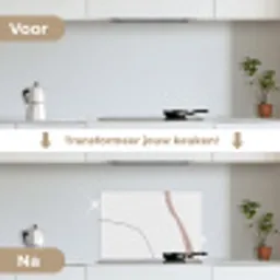 Lijn - Pastel - Design keuken achterwand spatscherm klein -voor_na_NL
