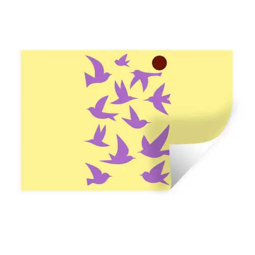 Vogels - Cirkel - Geel - Beweging Muursticker klein -3d