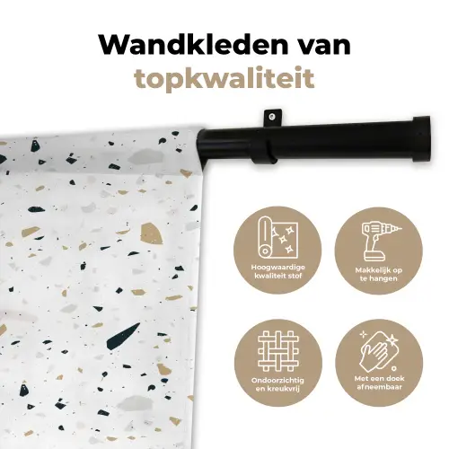 Terrazzo - Patroon - Wit - Neutraal Wandkleed katoen klein 269 -sfeer2