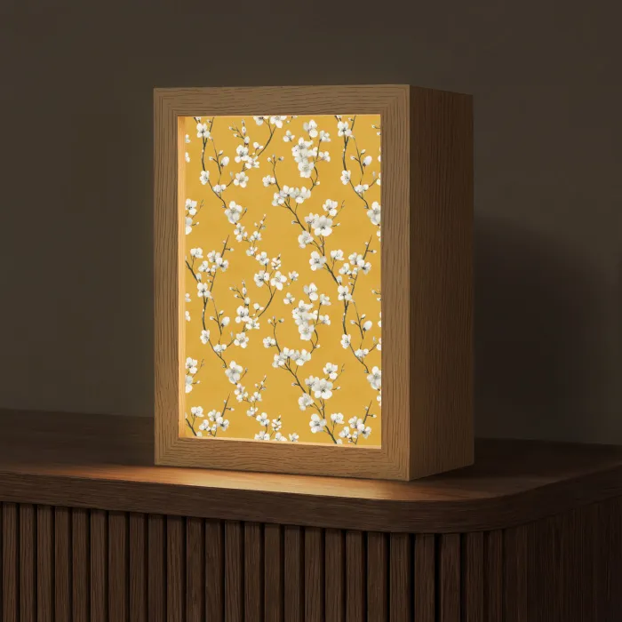 Bloesemtak - Aquarel - Geel Light Box met kabel (Tafellamp) klein 925 -z3d_website