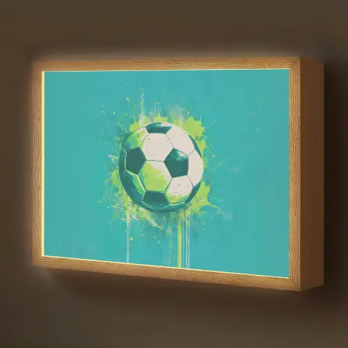 Voetbal - Abstract - Verfspatten - Groen Light Box met batterij (Wandlamp kind) middel -z3d_website