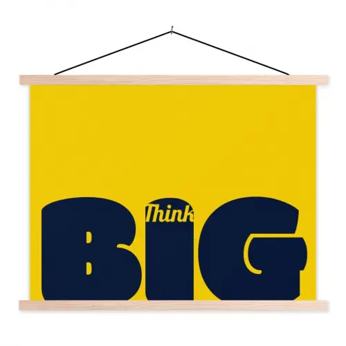 Geel - Think big - Grafisch textielposter latten blank klein -3d