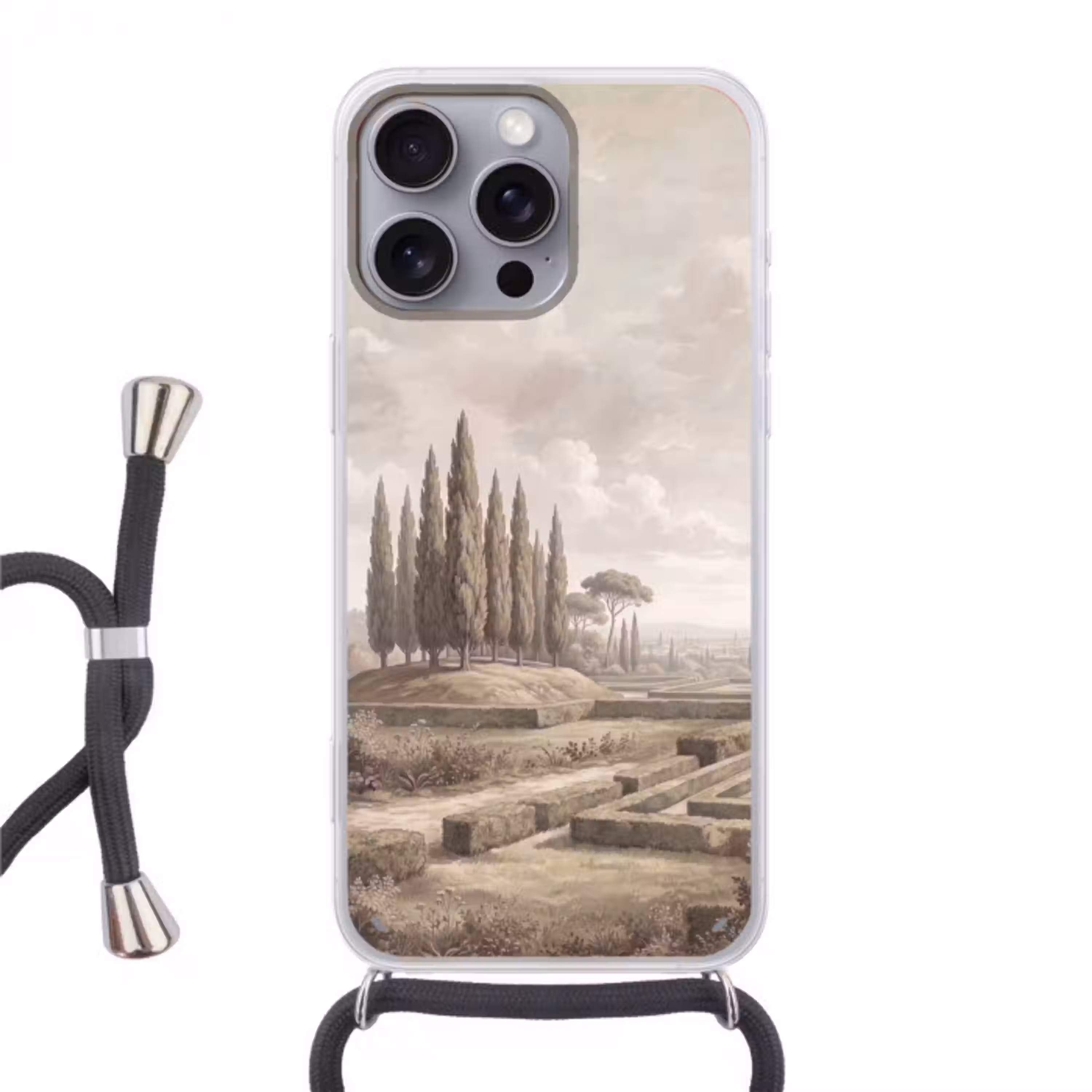 Vallei - Tuin - Natuur - Groen Hoesje iPhone 16 Pro Max met koord klein -3d