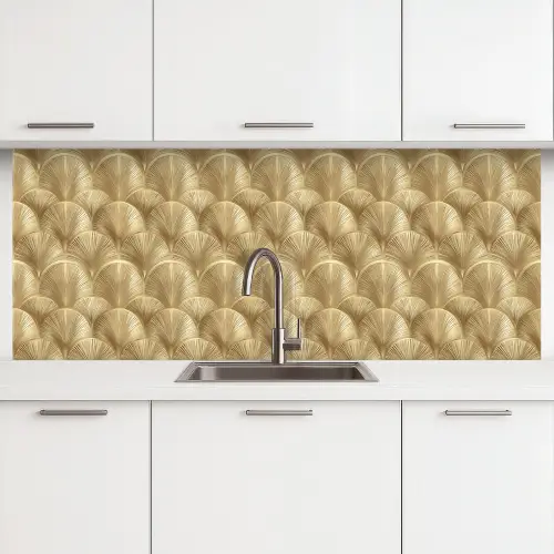 Patroon - Waaier -  Goud keuken achterwand 2 middel 871 -3d