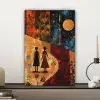 Silhouetten - Abstract - Zon - Maan canvas 2cm klein -sfeer6