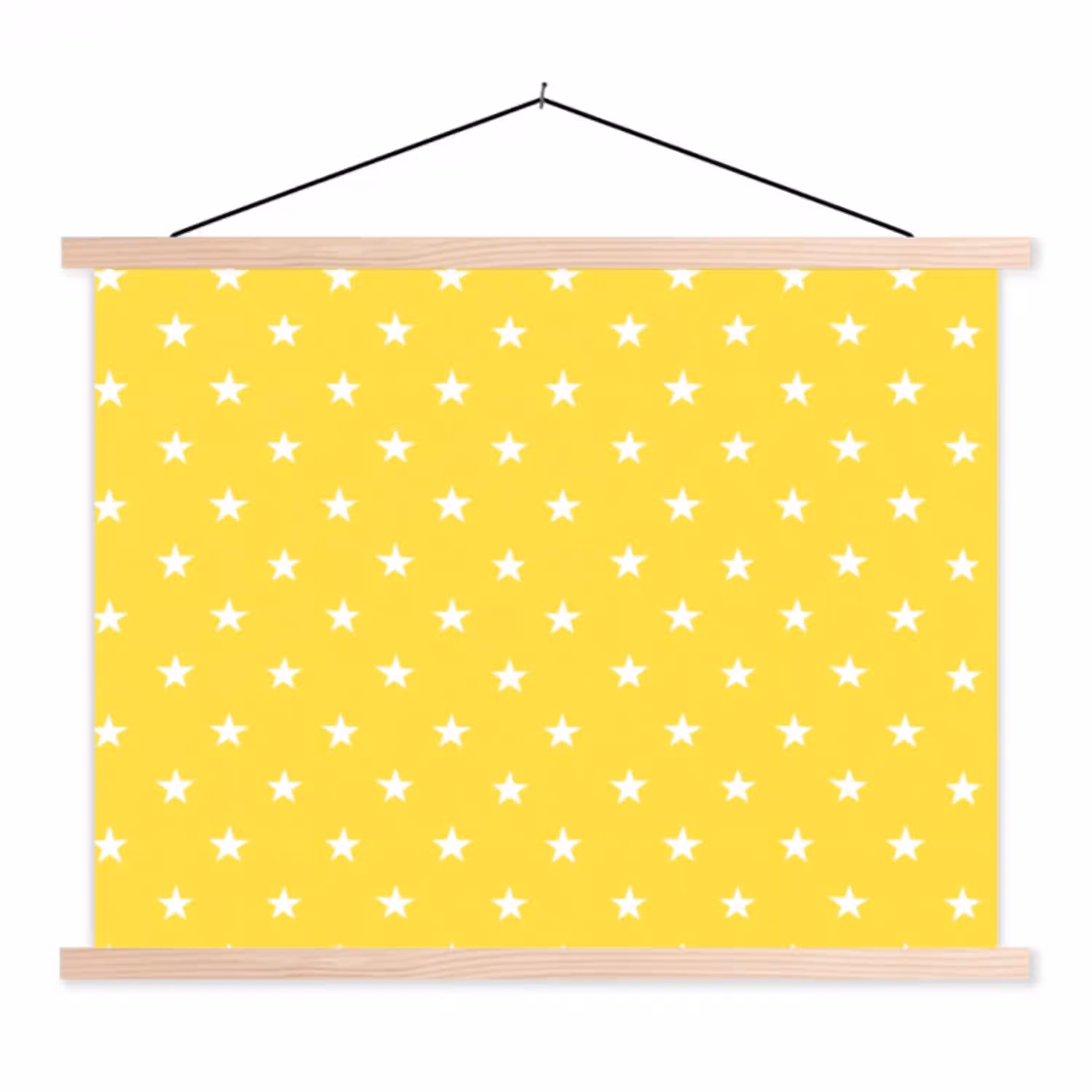 Sterren - Patroon - Minimalistisch - Geel textielposter latten blank klein 122 -3d