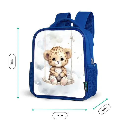 Luipaard - Dier - Kinderen Kinderrugzak - Blauw middel -productfoto_formaten