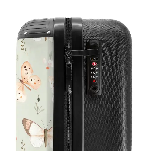 Vlinder patroon in zachte oranje en rode tinten NBS - Handbagage koffer - Volwassenen Unisex middel -slot