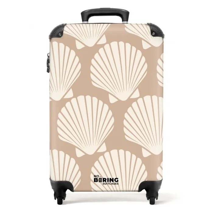 Patronen - Schelp patroon in licht beige NBS - Handbagage koffer - Kinderen Unisex middel -productfoto_recht