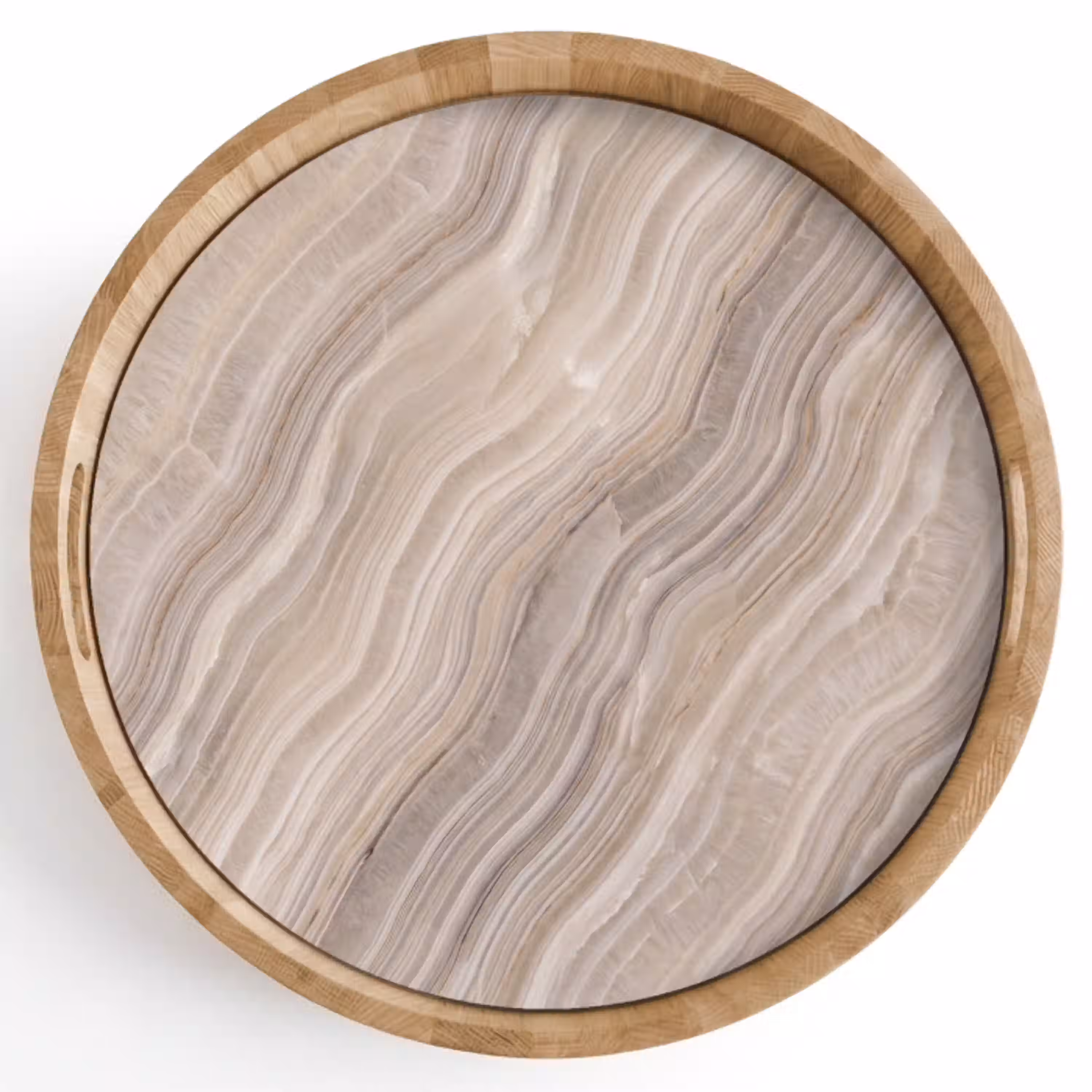 Textuur - Golvend - Abstract - Modern - Beige Dienblad Rond middel -z3d_shopping