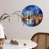 Skyline Toronto - Modern - Stadslicht - Blauw Wandcirkel kunststof plaat 5mm dik klein -sfeer4