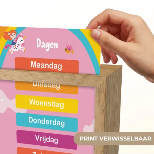Dagen van de week - Educatief - Leren voor kinderen - Roze Light Box met kabel (Wandlamp kind) klein -USP_websiteprintNL