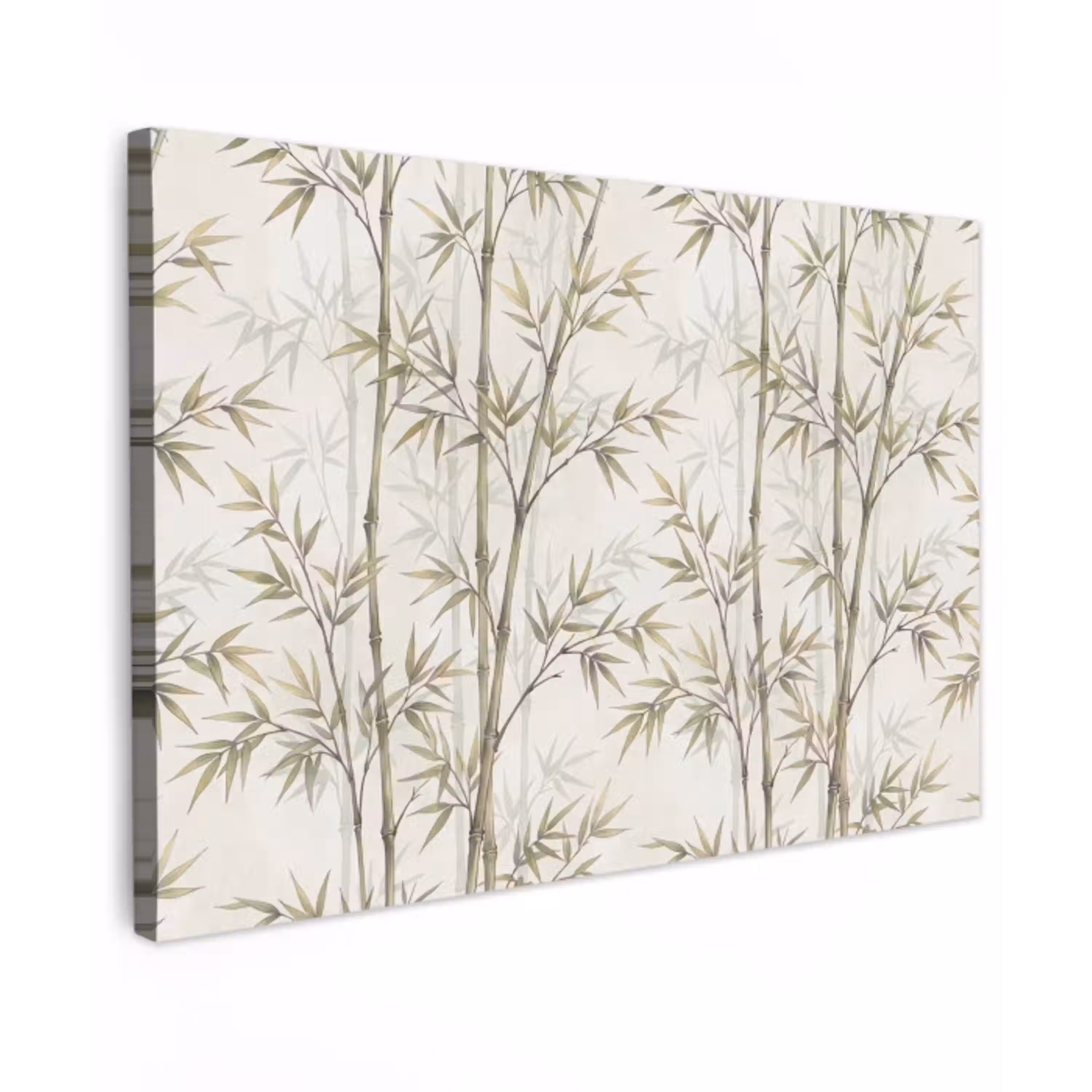 Bamboe - Bladeren - Natuur - Aquarel - Groen canvas 2cm klein -z3d