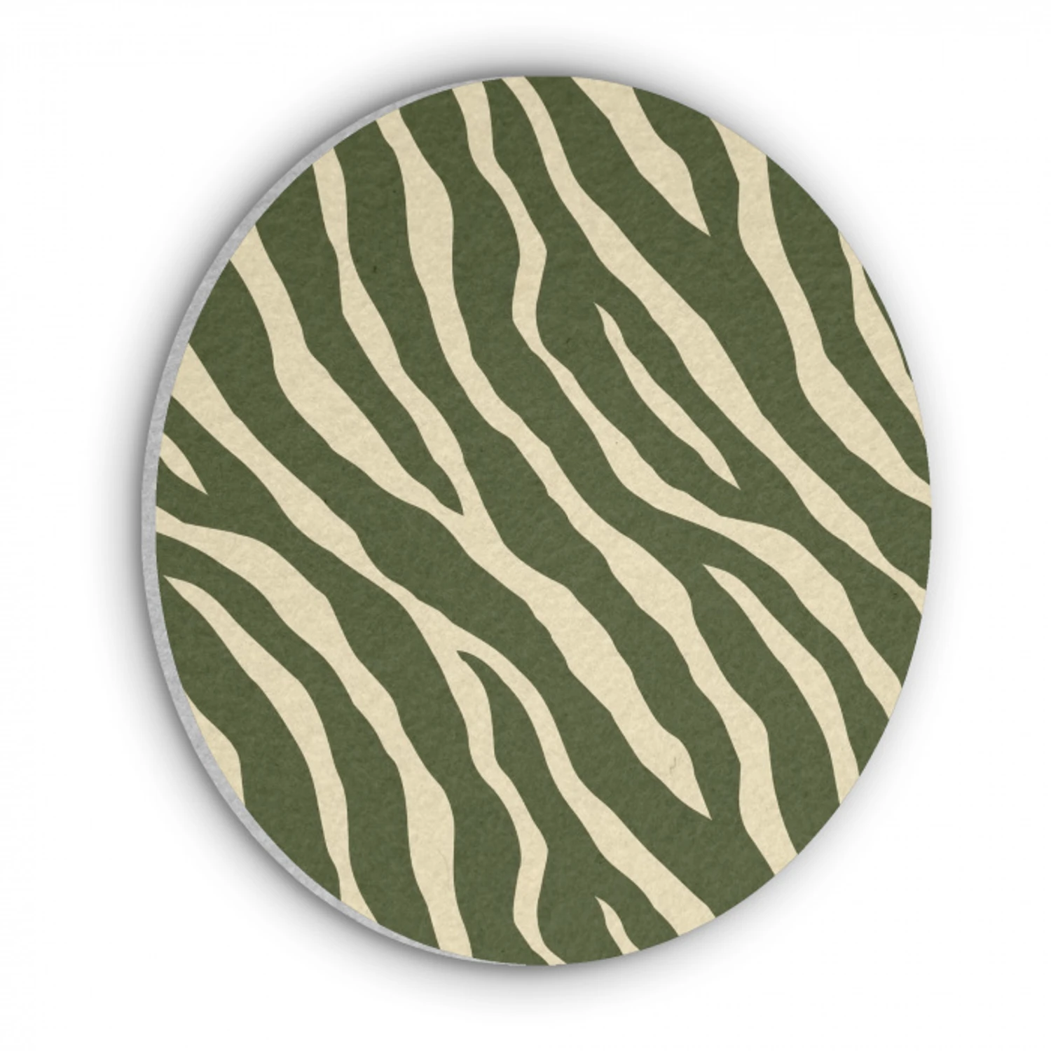 Zebra - Patroon - Groen Akoestische PET Vilt - Rond klein 838 -3d