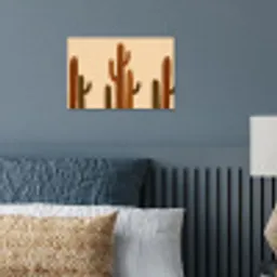Cactus - Woestijn - Zand - Bruin poster papier klein -sfeer2