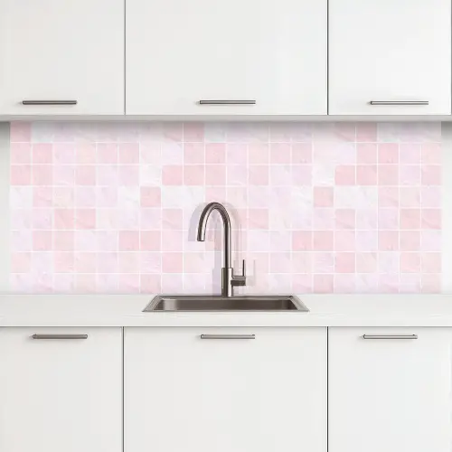 Marmer - Patroon - Mozaïek - Roze keuken achterwand 2 middel 871 -3d