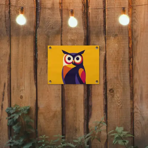 Uil - Grafisch - Kleurrijk - Ogen tuinposter los doek klein -sfeer1